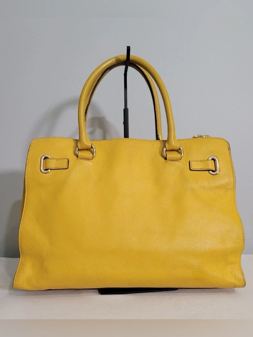 MICHAEL Michael Kors Satchel Hamilton East West Yellow Leather Shoulder Bag